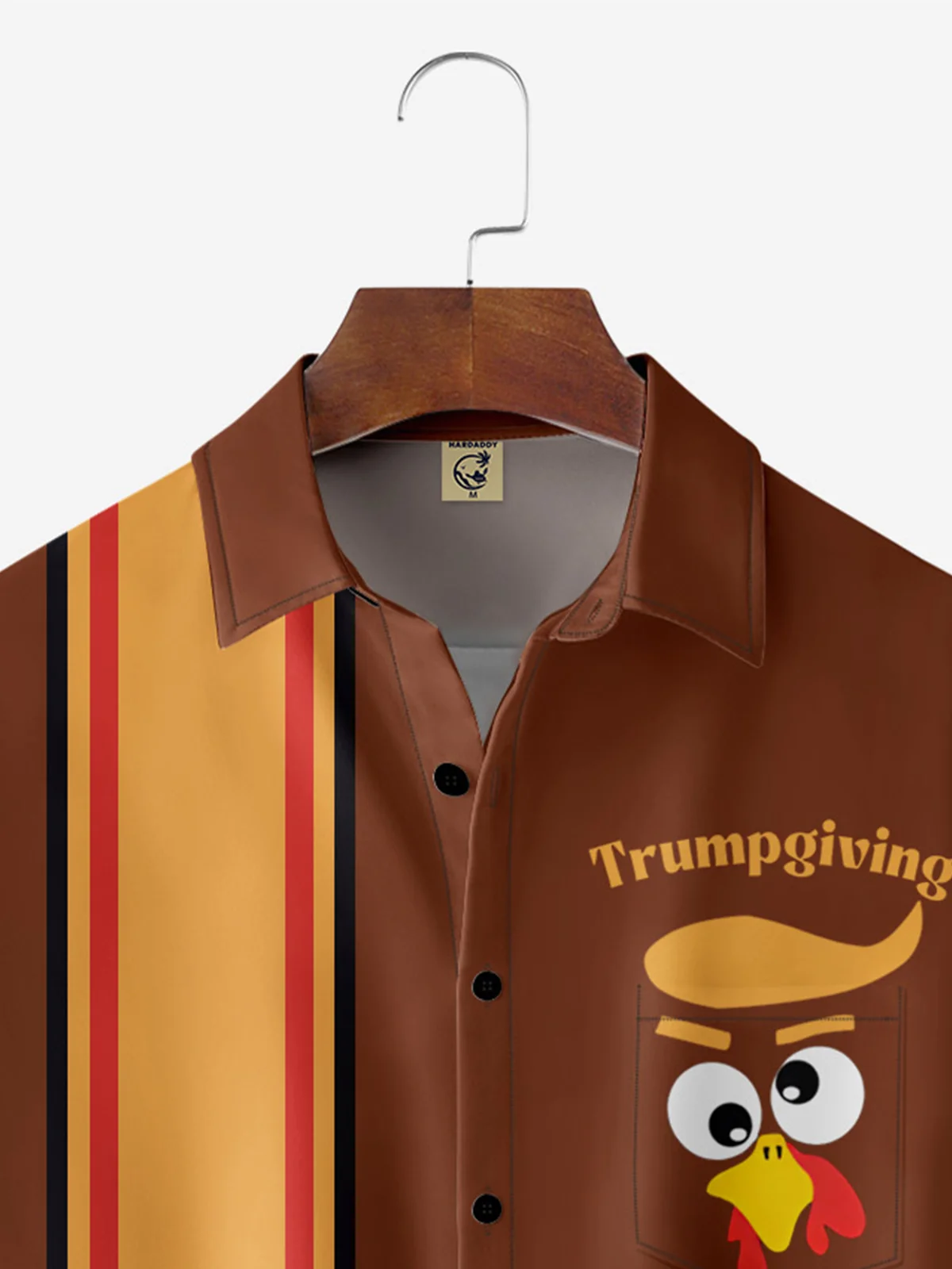 Moisture-wicking Thanksgiving Day Trumpgiving Chest Pocket Bowling Shirt