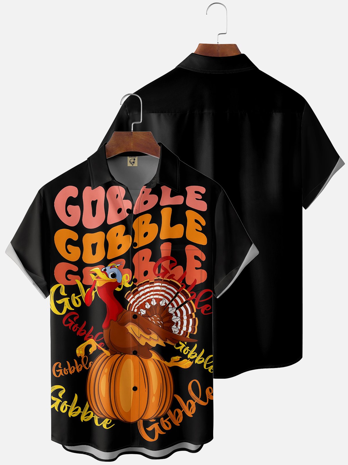 Moisture Wicking Thanksgiving Gobble Gobble Chest Pocket Casual Shirt