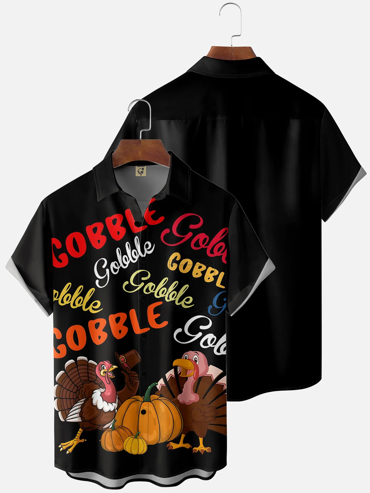 Moisture Wicking Thanksgiving Gobble Gobble Chest Pocket Casual Shirt