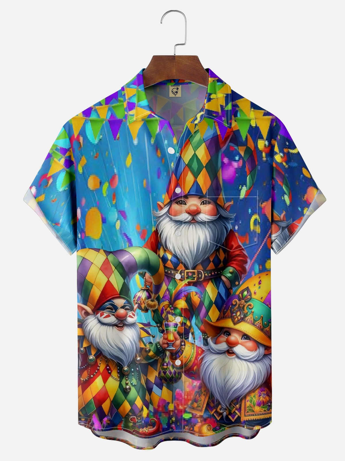 Moisture-wicking Mardi Gras Celebration Gnomes Chest Pocket Holiday Shirt