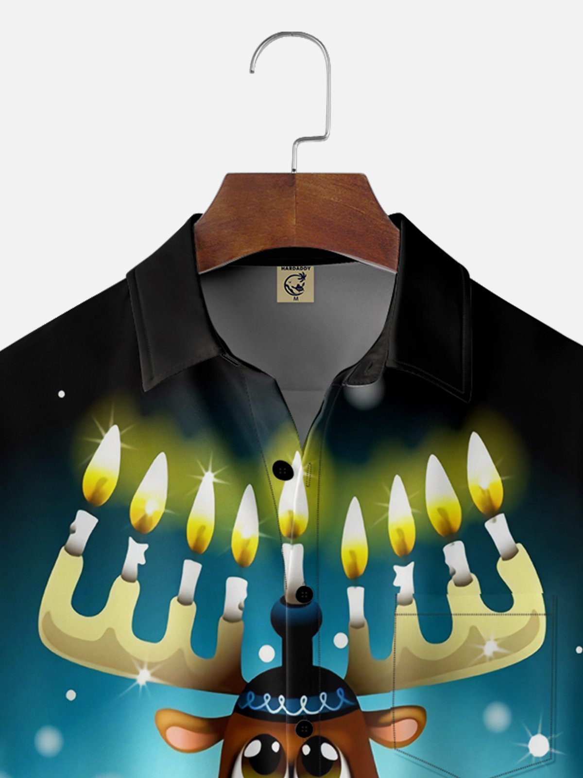 Moisture-wicking Hanukkah Chest Pocket Casual Shirt