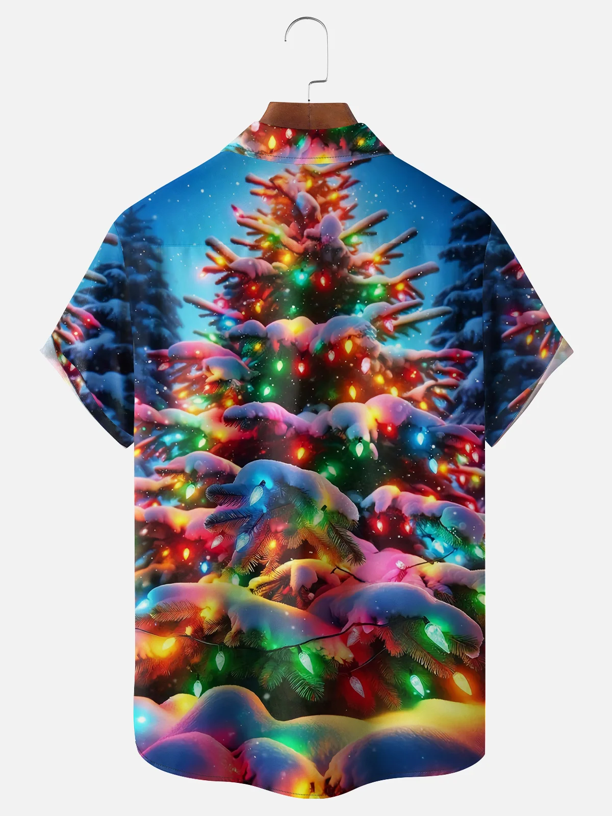 Moisture-wicking Christmas Tree Chest Pocket Holiday Shirt