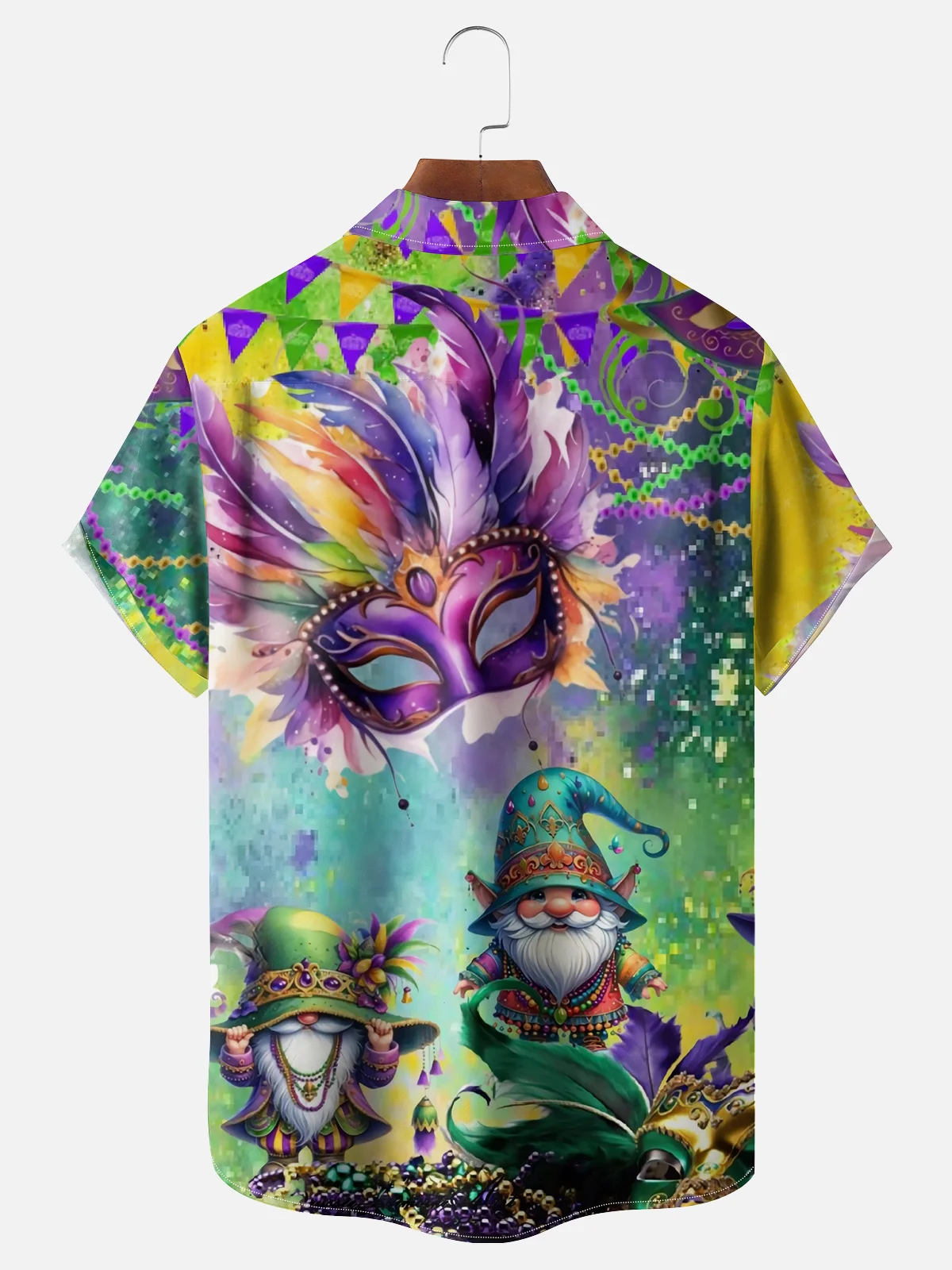 Moisture-wicking Mardi Gras Mask Gnomes Chest Pocket Casual Shirt