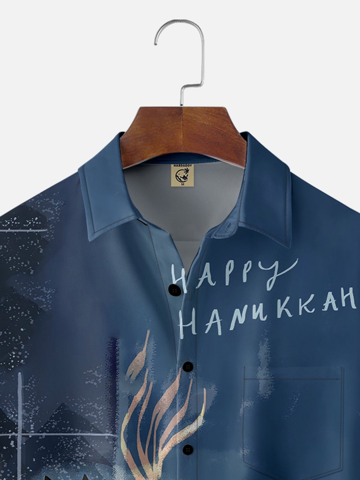 Moisture-wicking Hanukkah Chest Pocket Casual Shirt