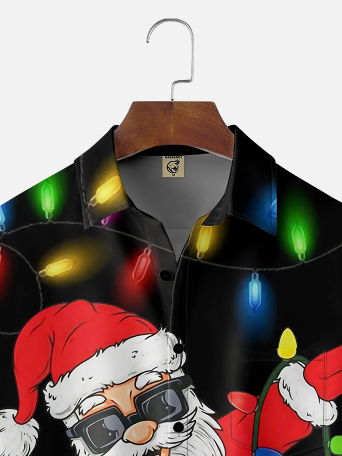 Moisture-wicking Christmas Santa Claus Chest Pocket Casual Shirt