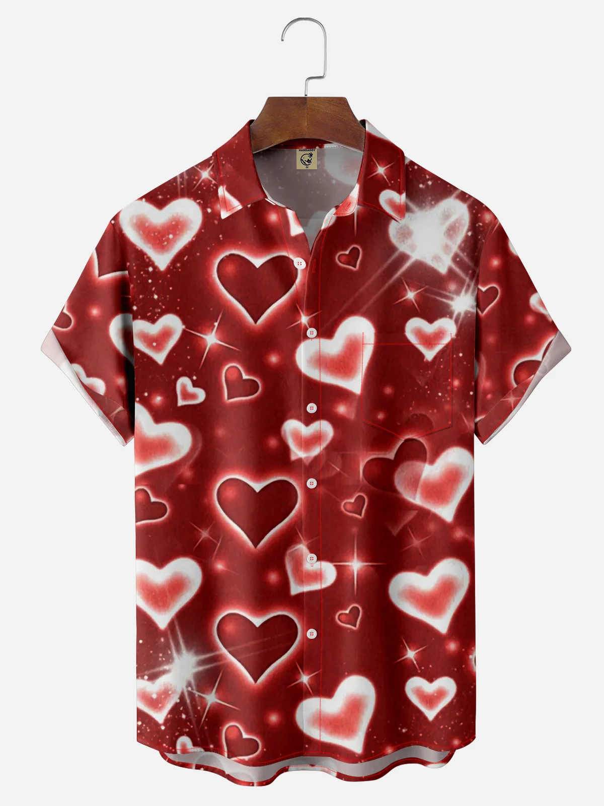 Moisture-wicking St Valentine Lover Heart Chest Pocket Casual Shirt