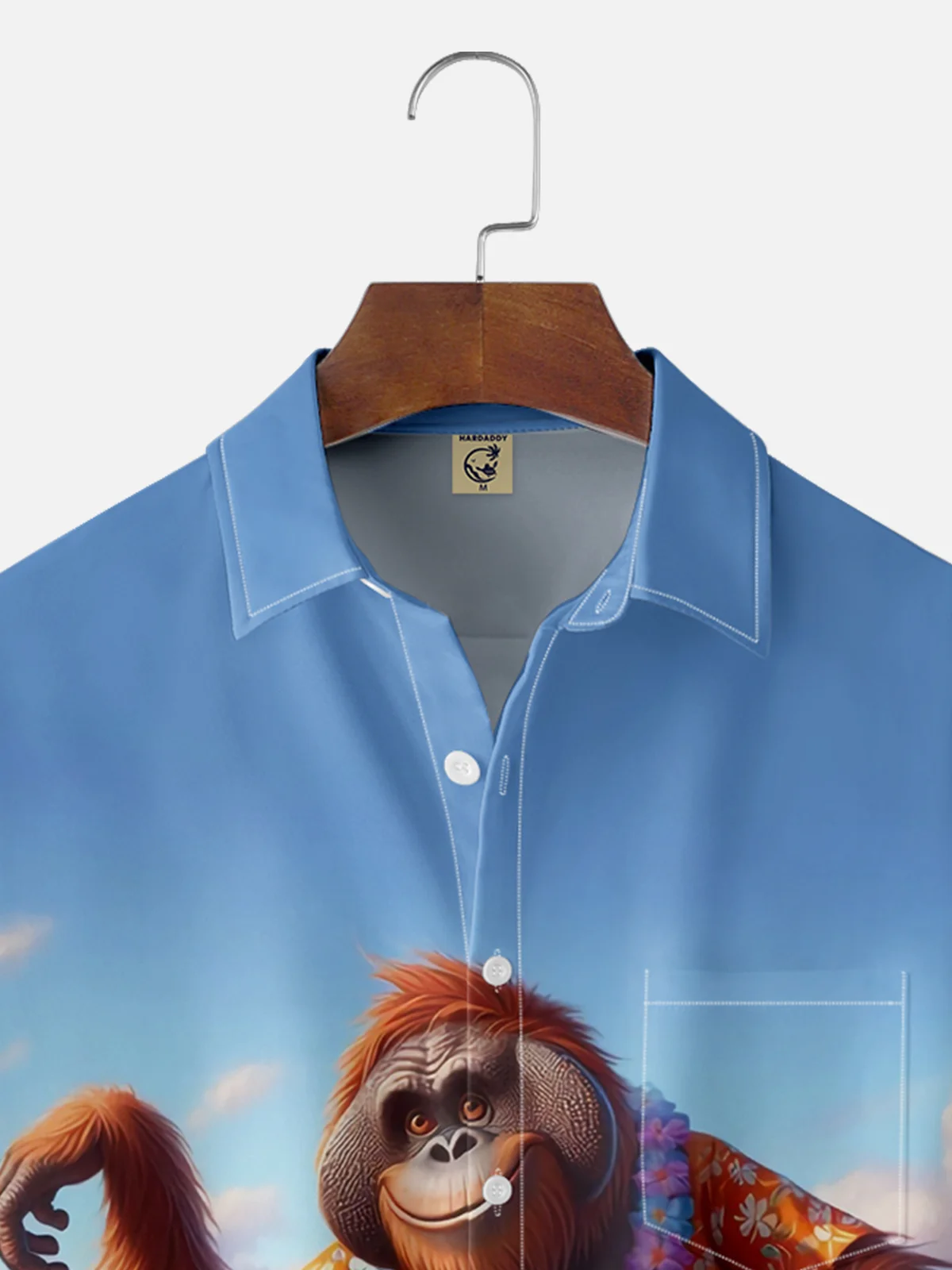 Moisture-wicking Orangutan Apes Chest Pocket Hawaiian Shirt