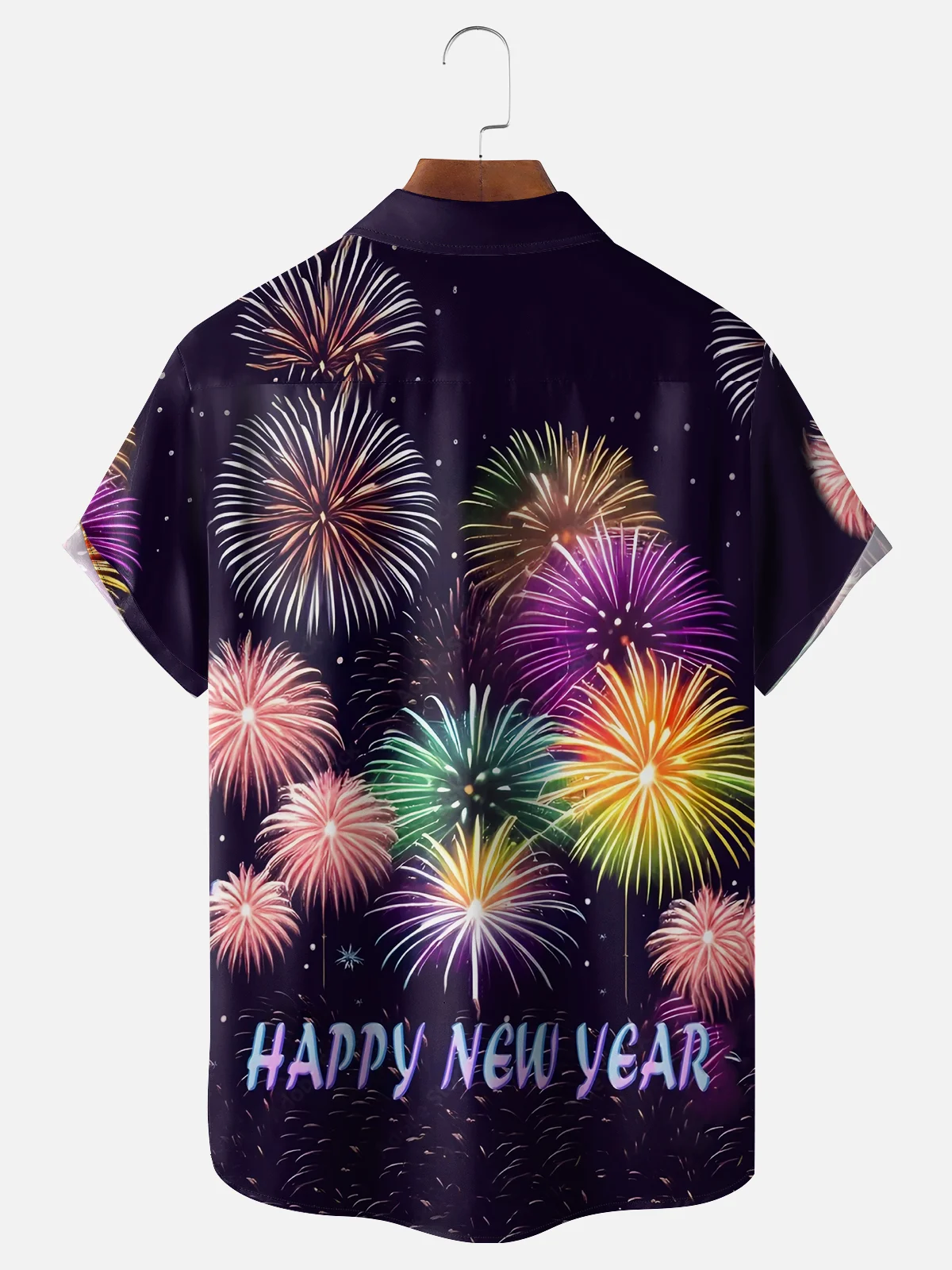 Moisture-wicking Happy New Year Chest Pocket Casual Shirt