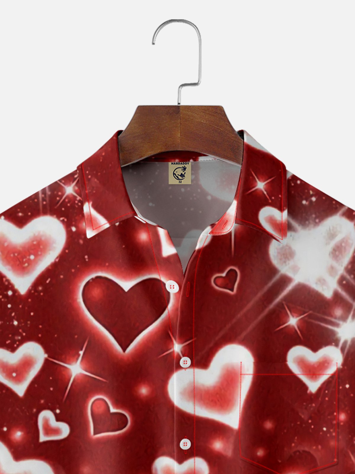 Moisture-wicking St Valentine Lover Heart Chest Pocket Casual Shirt