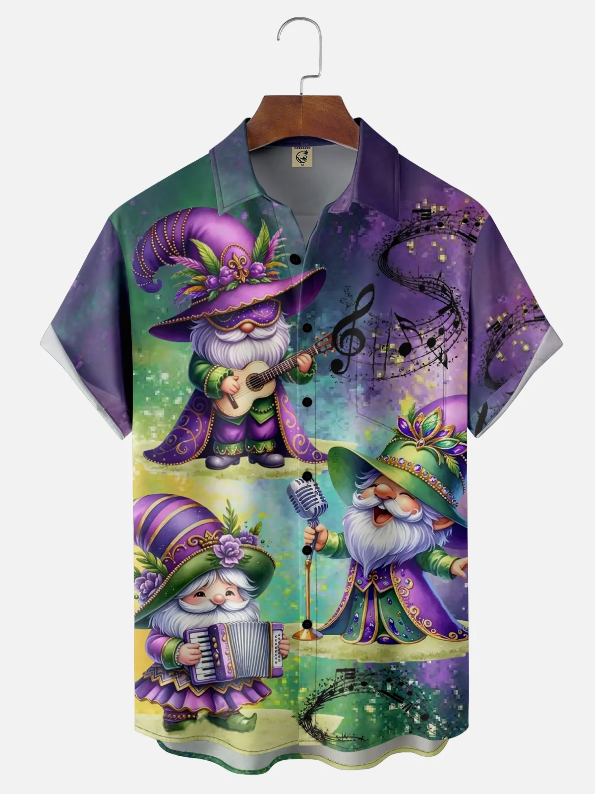 Moisture-wicking Mardi Gras Carnival Music Gnomes Chest Pocket Casual Shirt