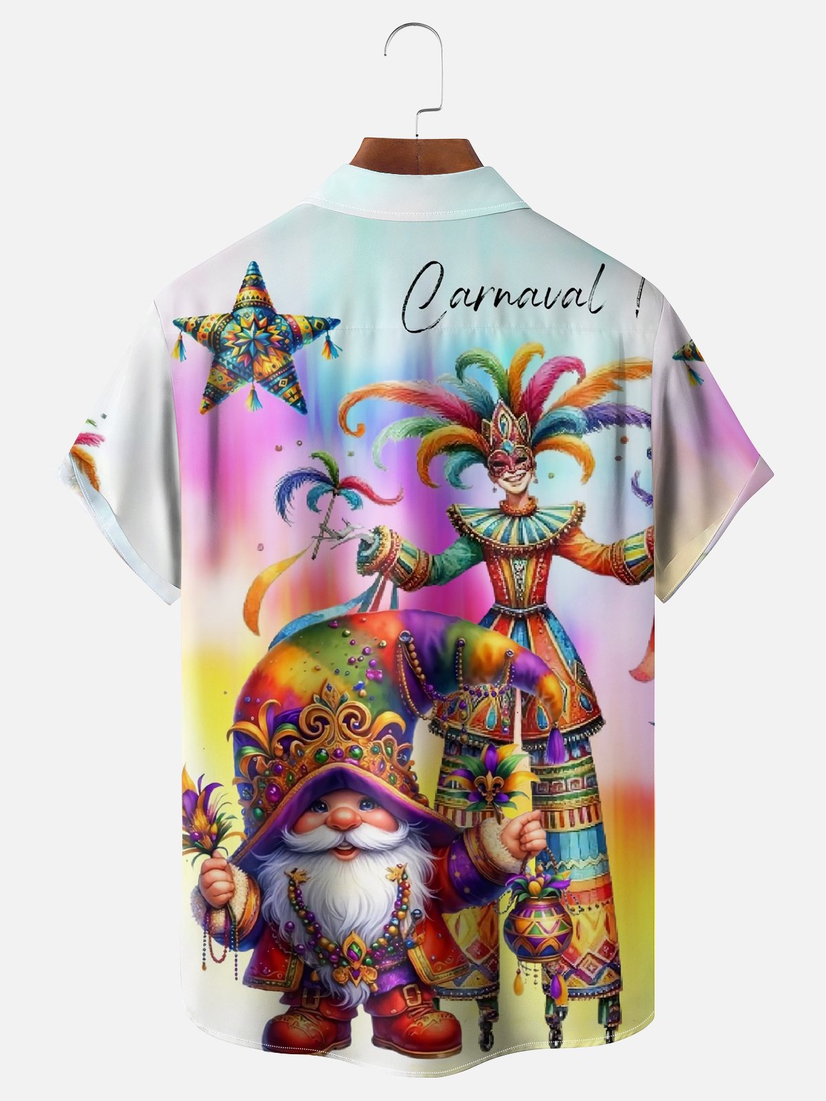 Moisture-wicking Mardi Gras Carnival Gnomes Chest Pocket Casual Shirt