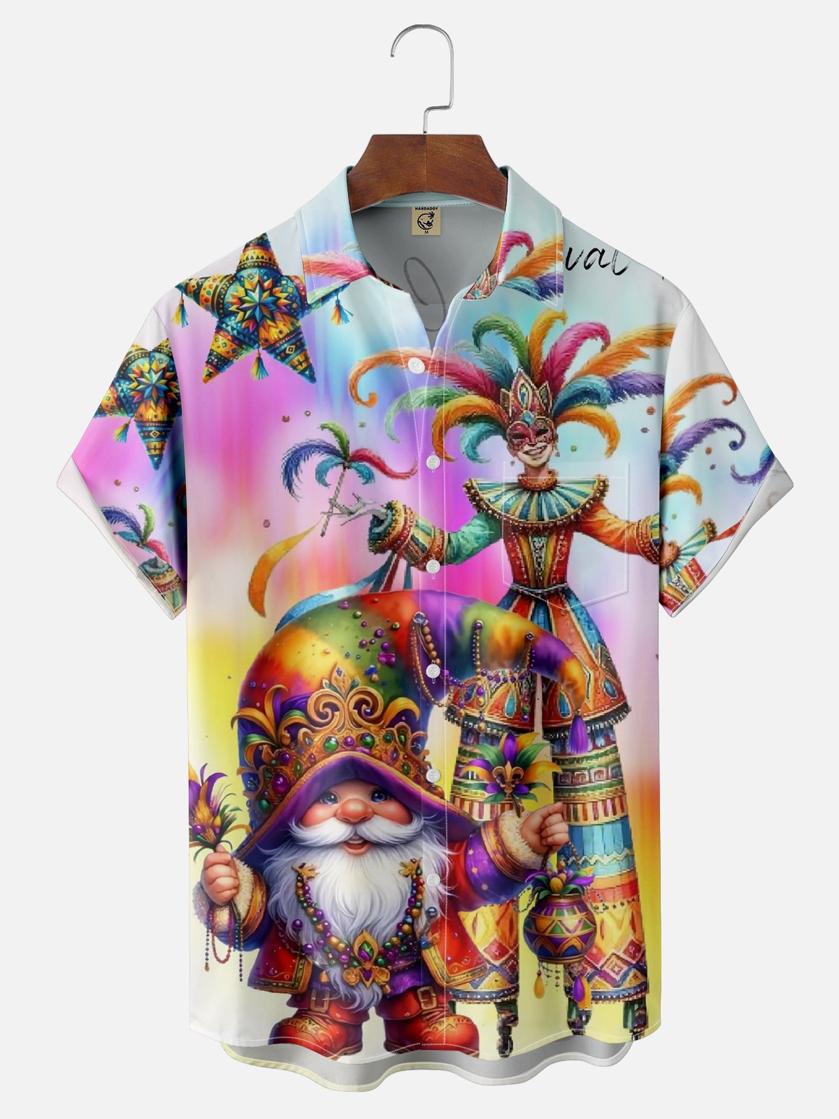 Moisture-wicking Mardi Gras Carnival Gnomes Chest Pocket Casual Shirt