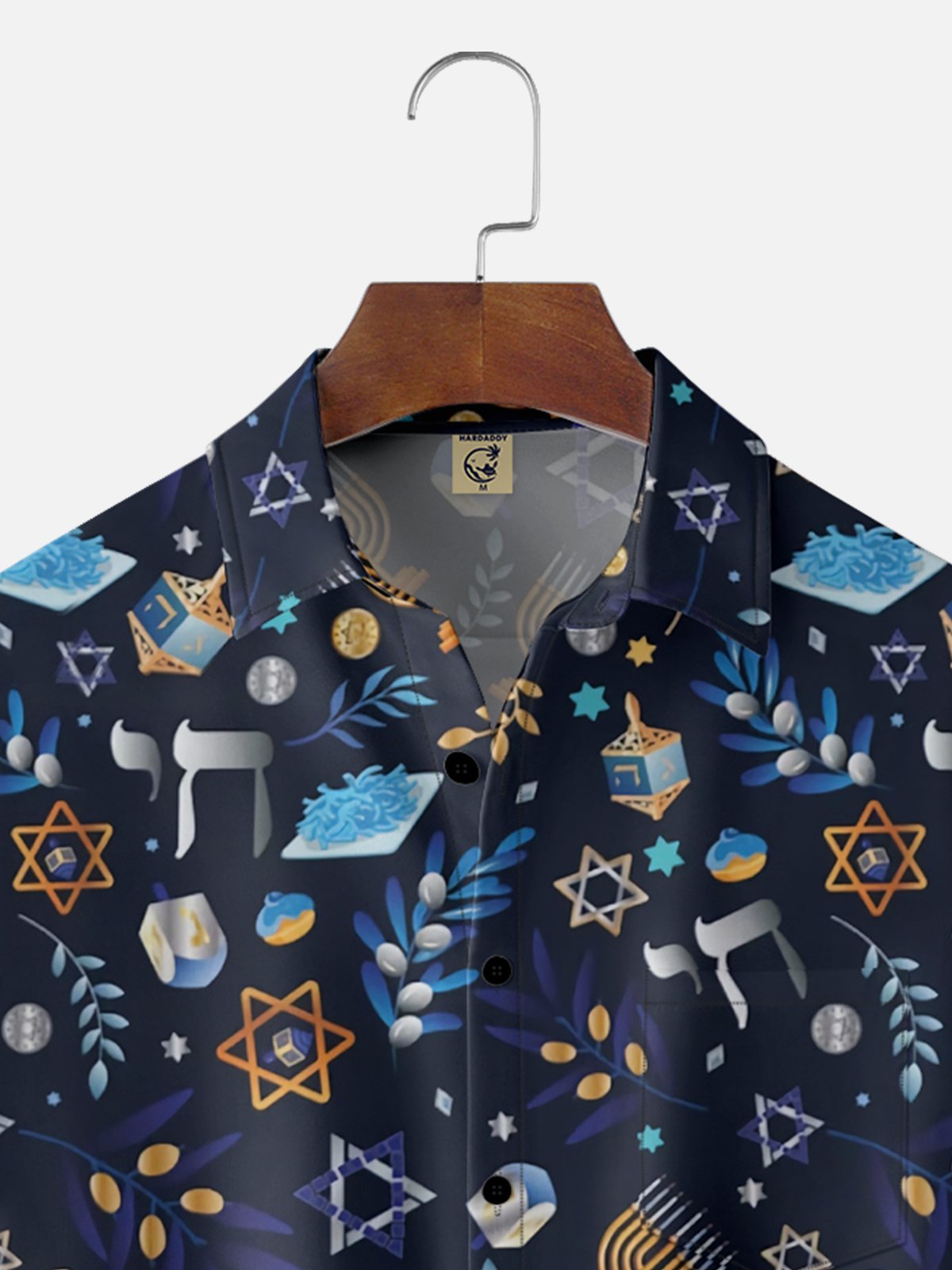 Moisture-wicking Hanukkah Chest Pocket Casual Shirt