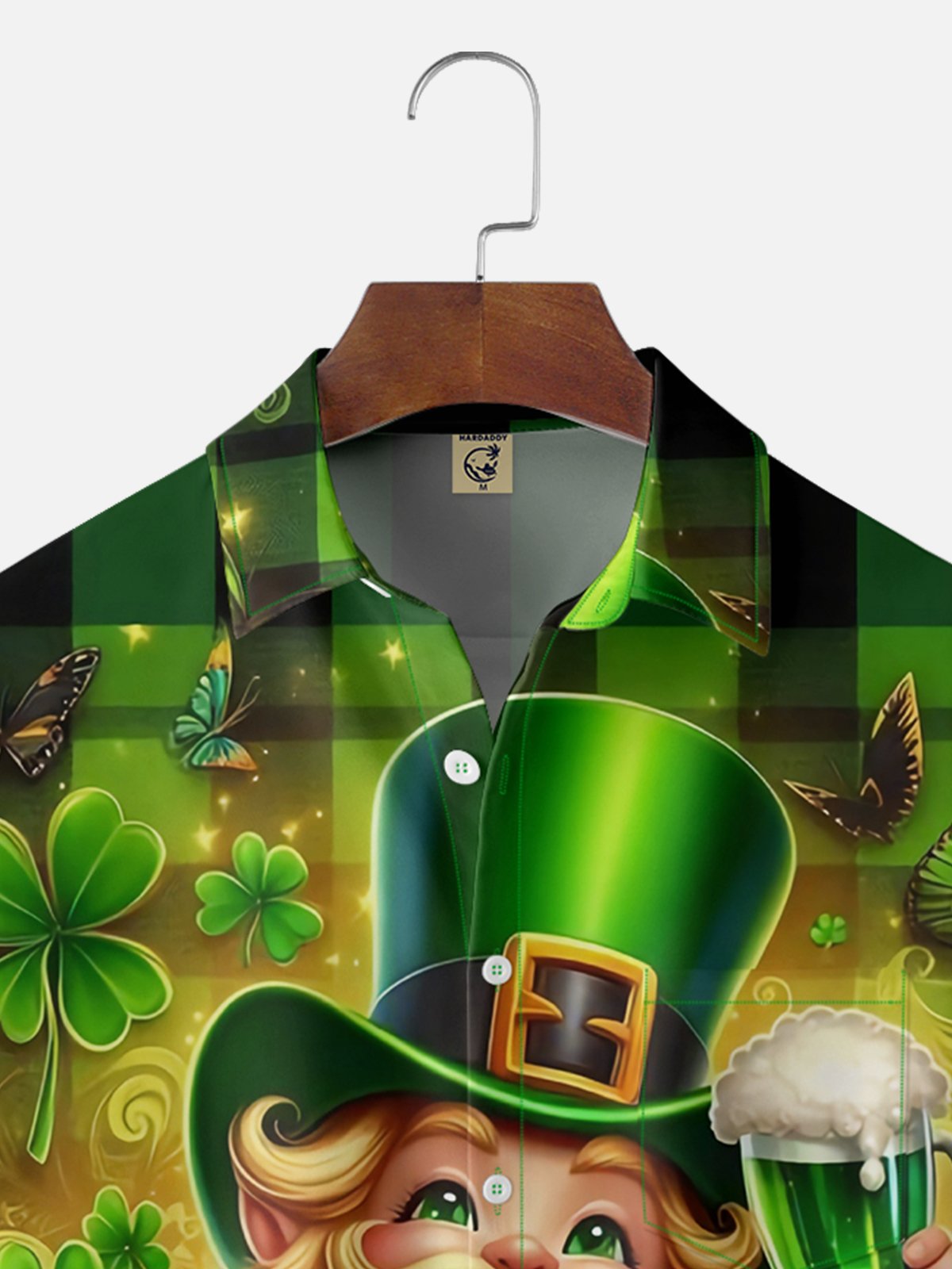 Moisture-wicking Saint Patrick‘s Day Shamrock Gnome Chest Pocket Casual Shirt