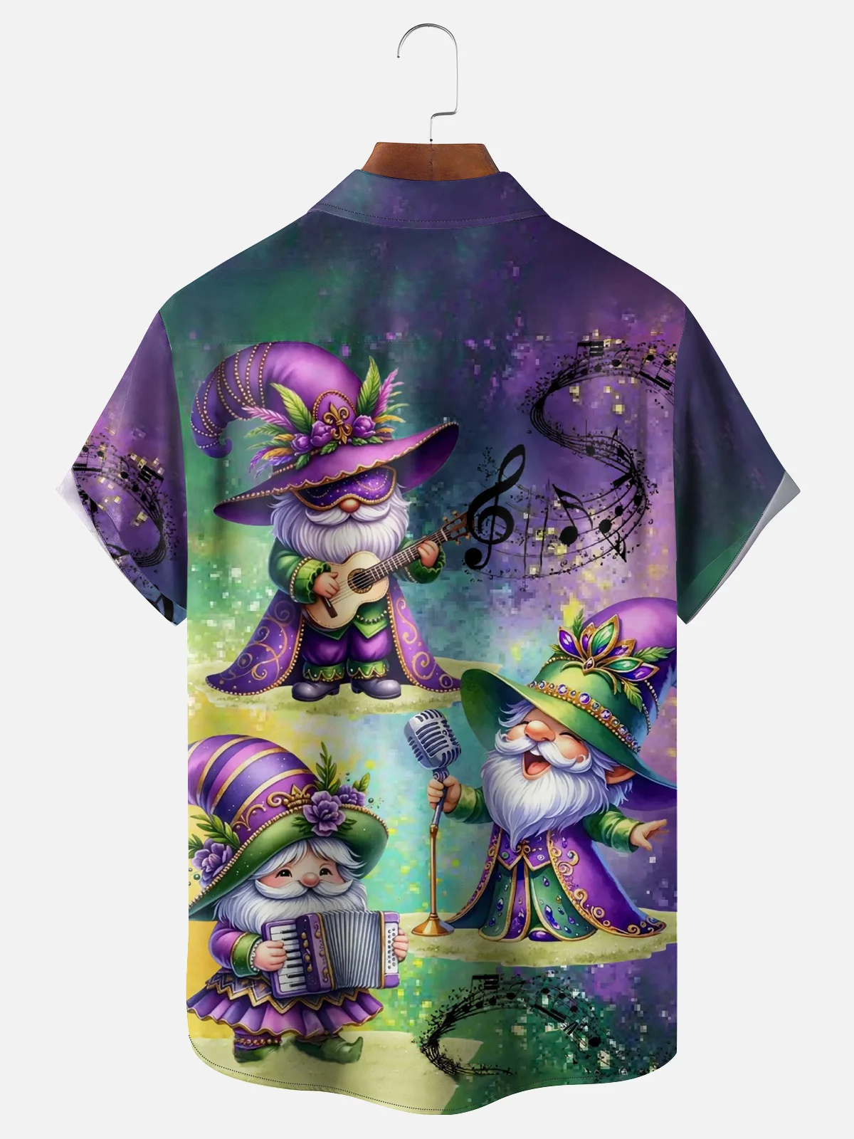 Moisture-wicking Mardi Gras Carnival Music Gnomes Chest Pocket Casual Shirt