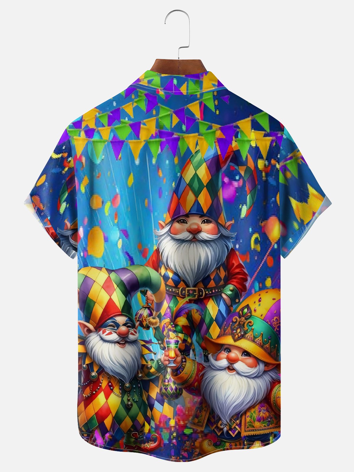 Moisture-wicking Mardi Gras Celebration Gnomes Chest Pocket Holiday Shirt