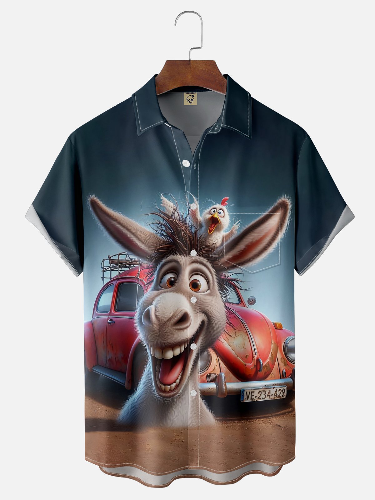 Moisture-wicking Donkey Chicken Chest Pocket Casual Shirt