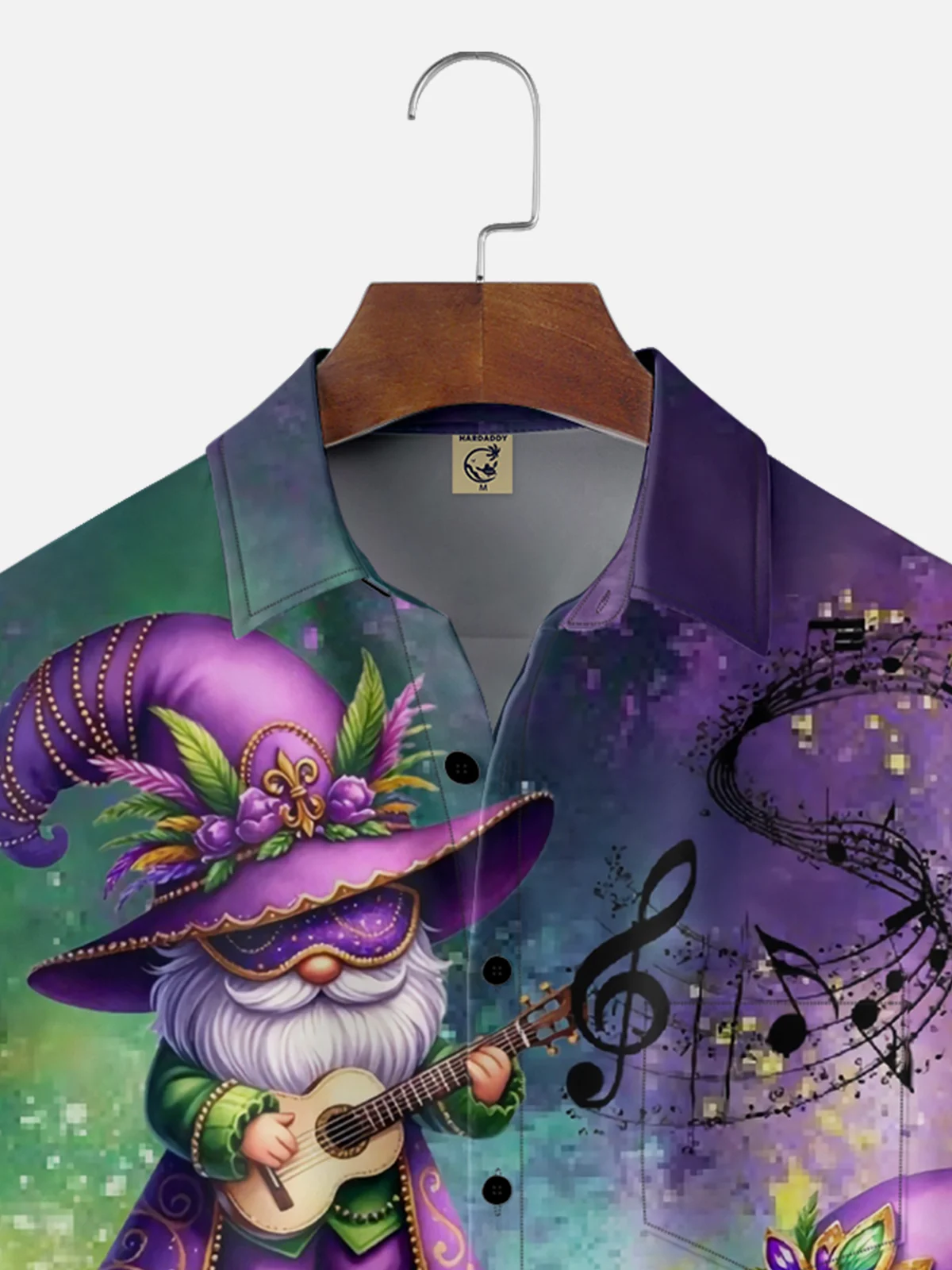 Moisture-wicking Mardi Gras Carnival Music Gnomes Chest Pocket Casual Shirt