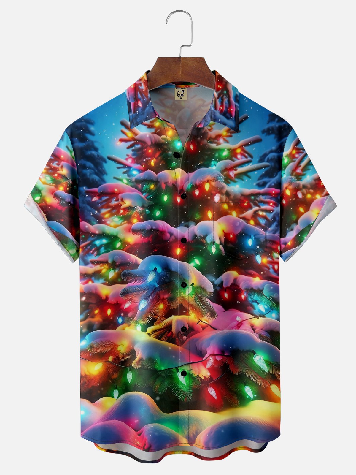 Moisture-wicking Christmas Tree Chest Pocket Holiday Shirt