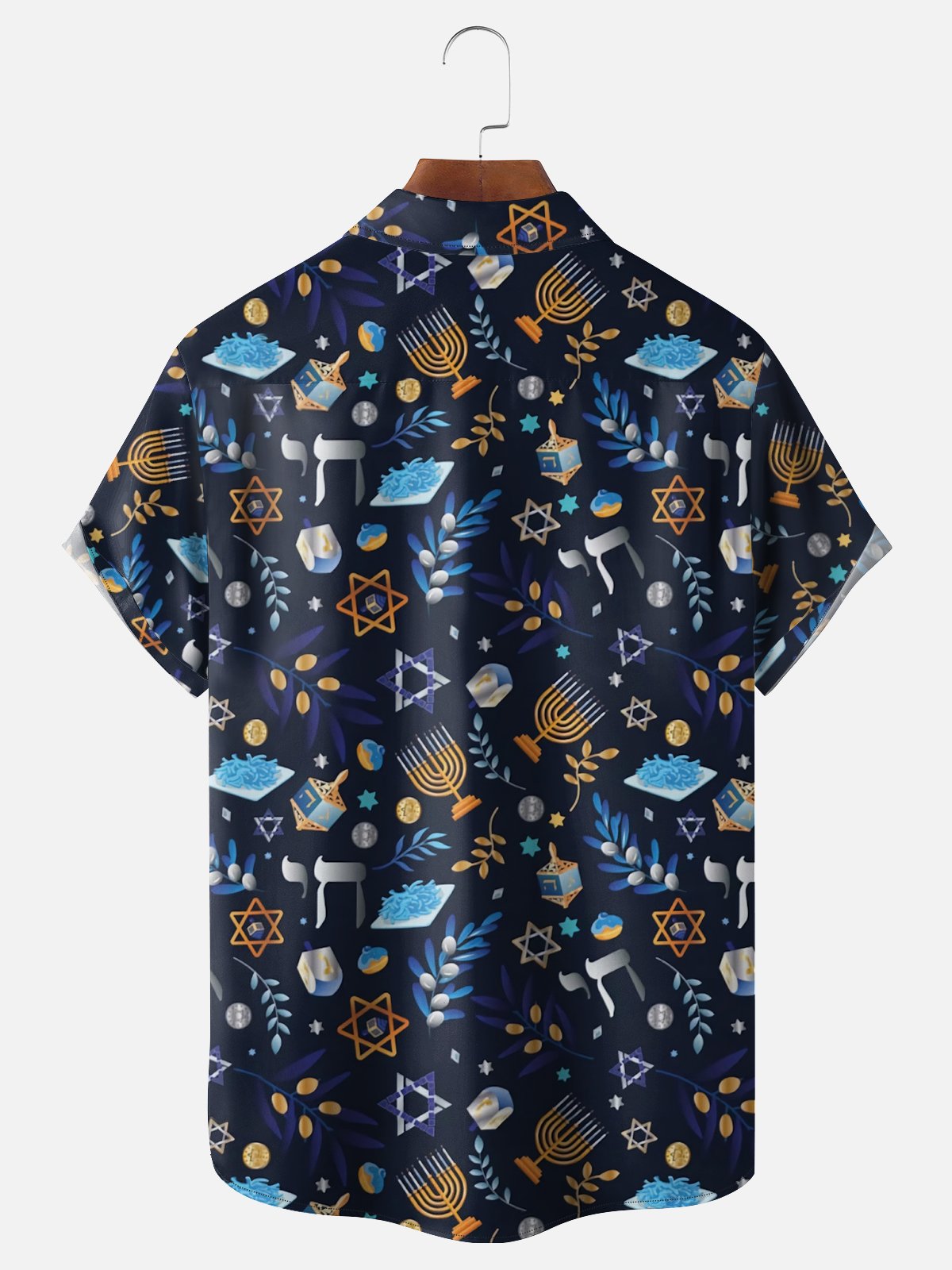 Moisture-wicking Hanukkah Chest Pocket Casual Shirt