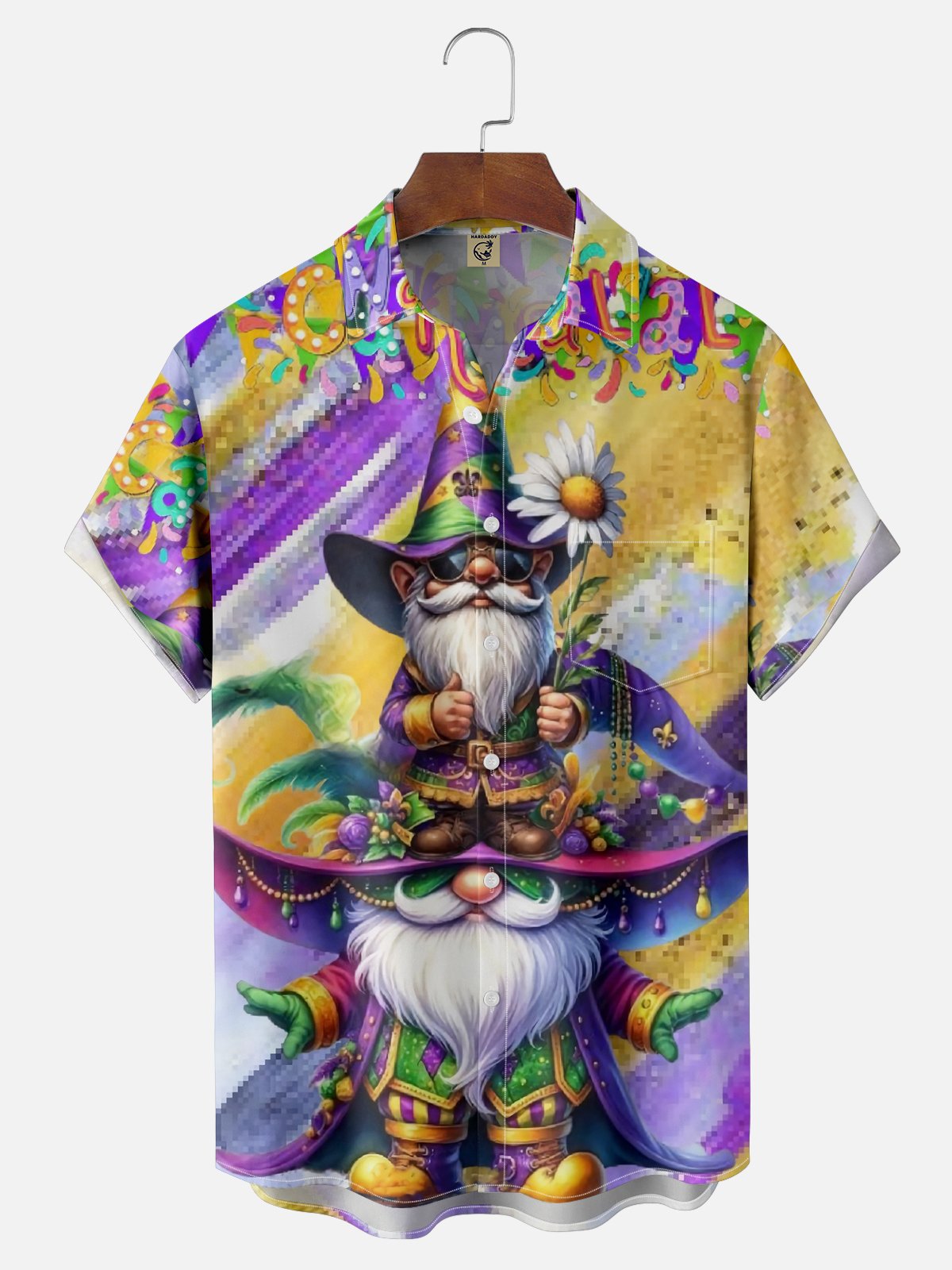 Moisture-wicking Mardi Gras Carnival Gnomes Chest Pocket Casual Shirt