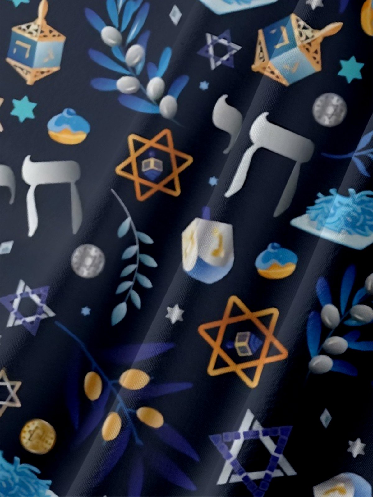 Moisture-wicking Hanukkah Chest Pocket Casual Shirt