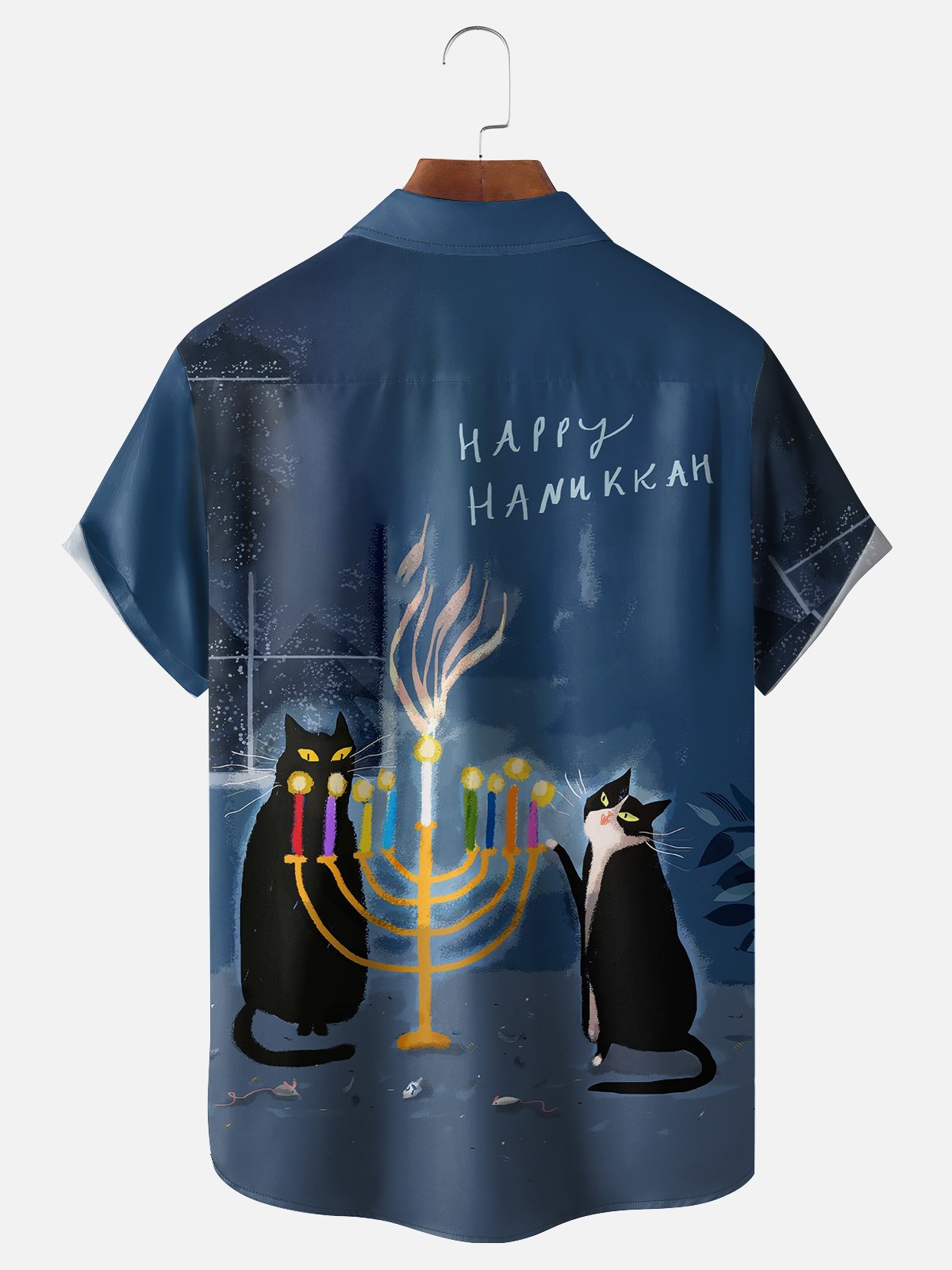 Moisture-wicking Hanukkah Chest Pocket Casual Shirt