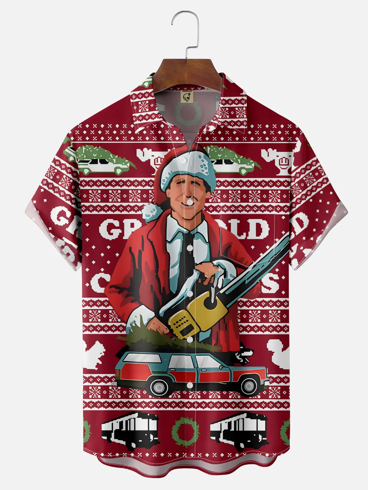 Moisture Wicking Christmas Griswold Chest Pocket Casual Shirt