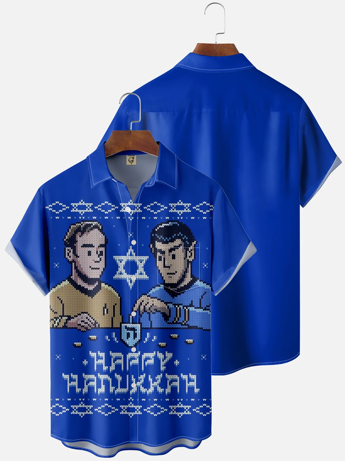 Moisture Wicking Hanukkah Chest Pocket Casual Shirt