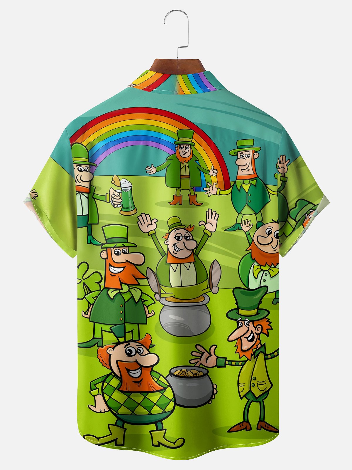 Moisture Wicking St. Patrick's Day Gnome Chest Pocket Casual Shirt