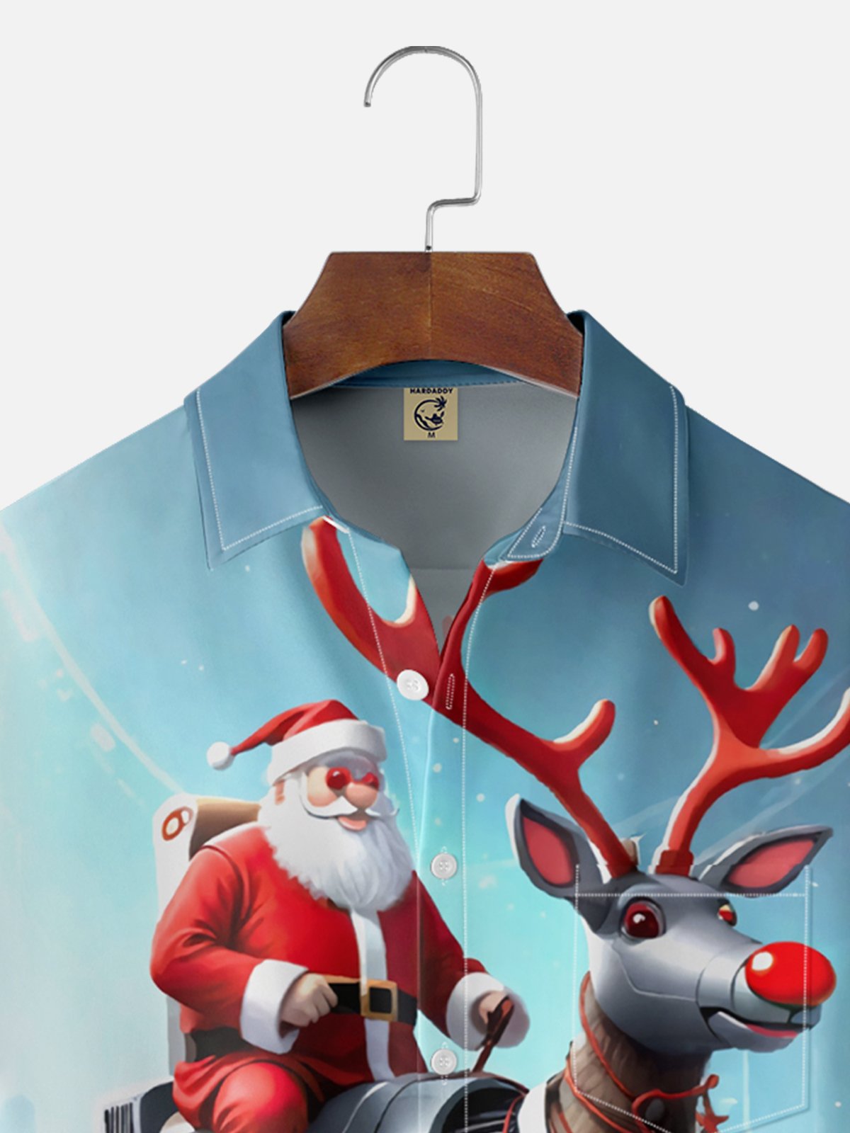 Moisture Wicking Christmas Santa Chest Pocket Casual Shirt