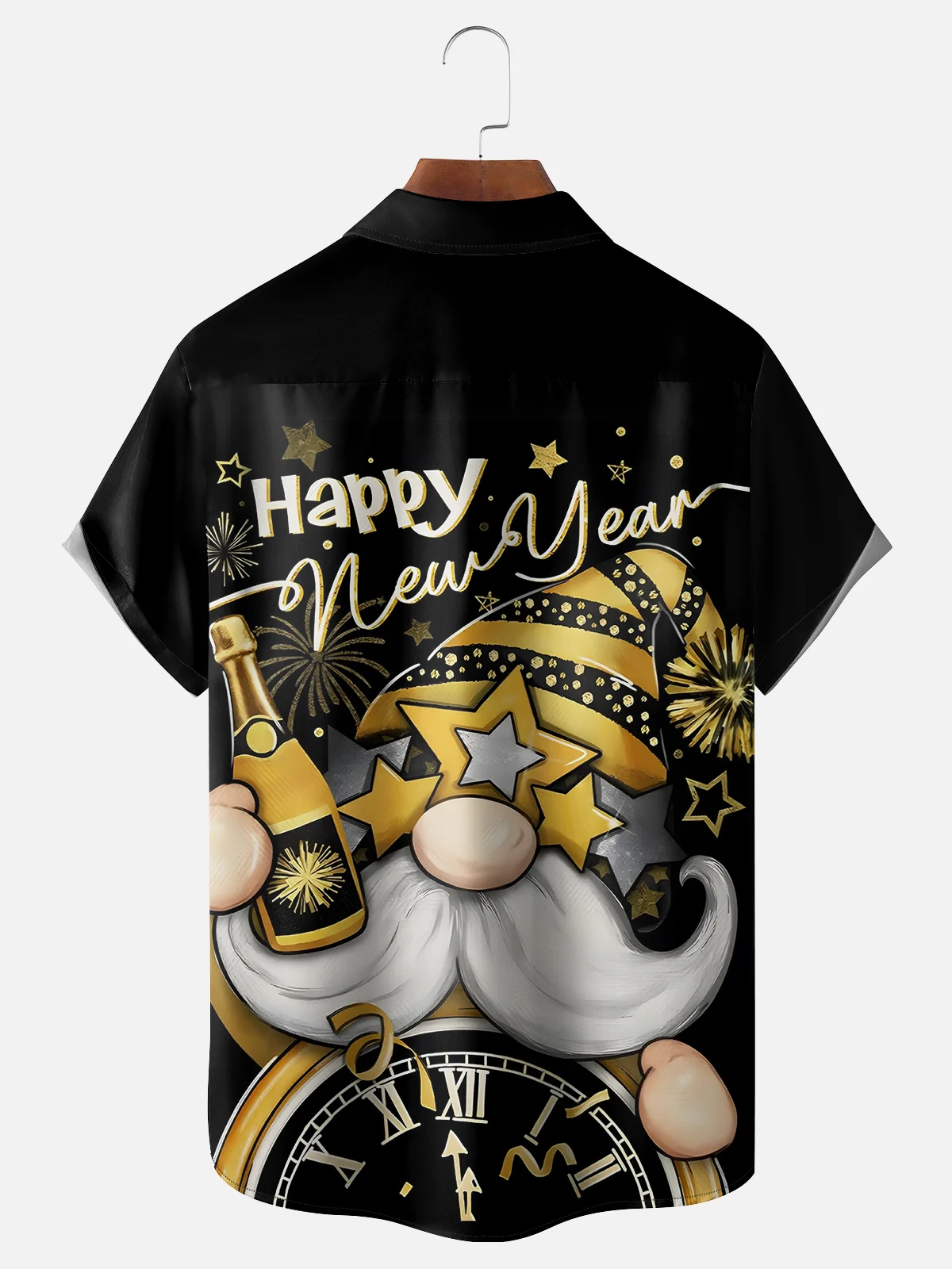 Moisture Wicking Happy New Year Gnome Chest Pocket Casual Shirt