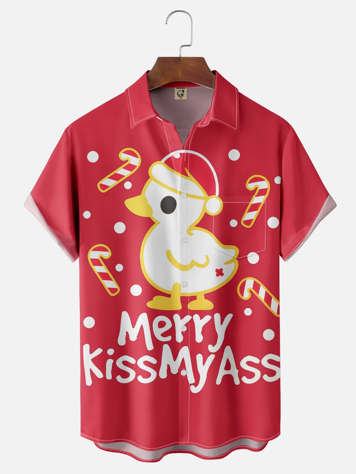 Moisture Wicking Christmas Duck Chest Pocket Casual Shirt