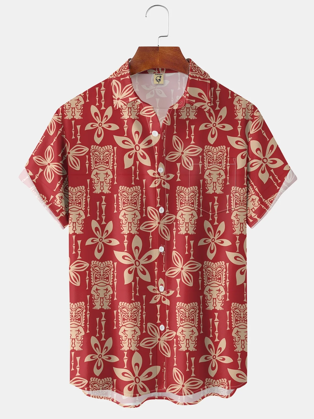 Moisture-wicking Tiki Chest Pocket Hawaiian Shirt