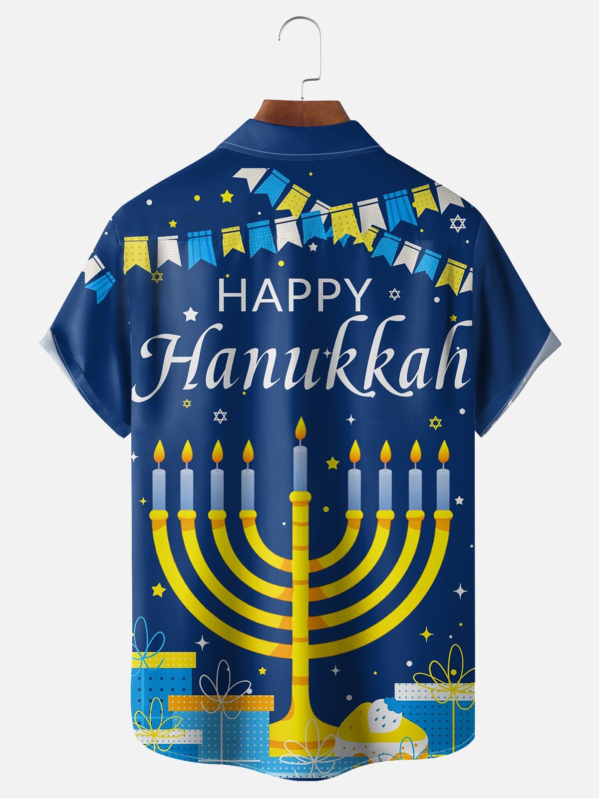 Moisture Wicking Hanukkah Chest Pocket Casual Shirt