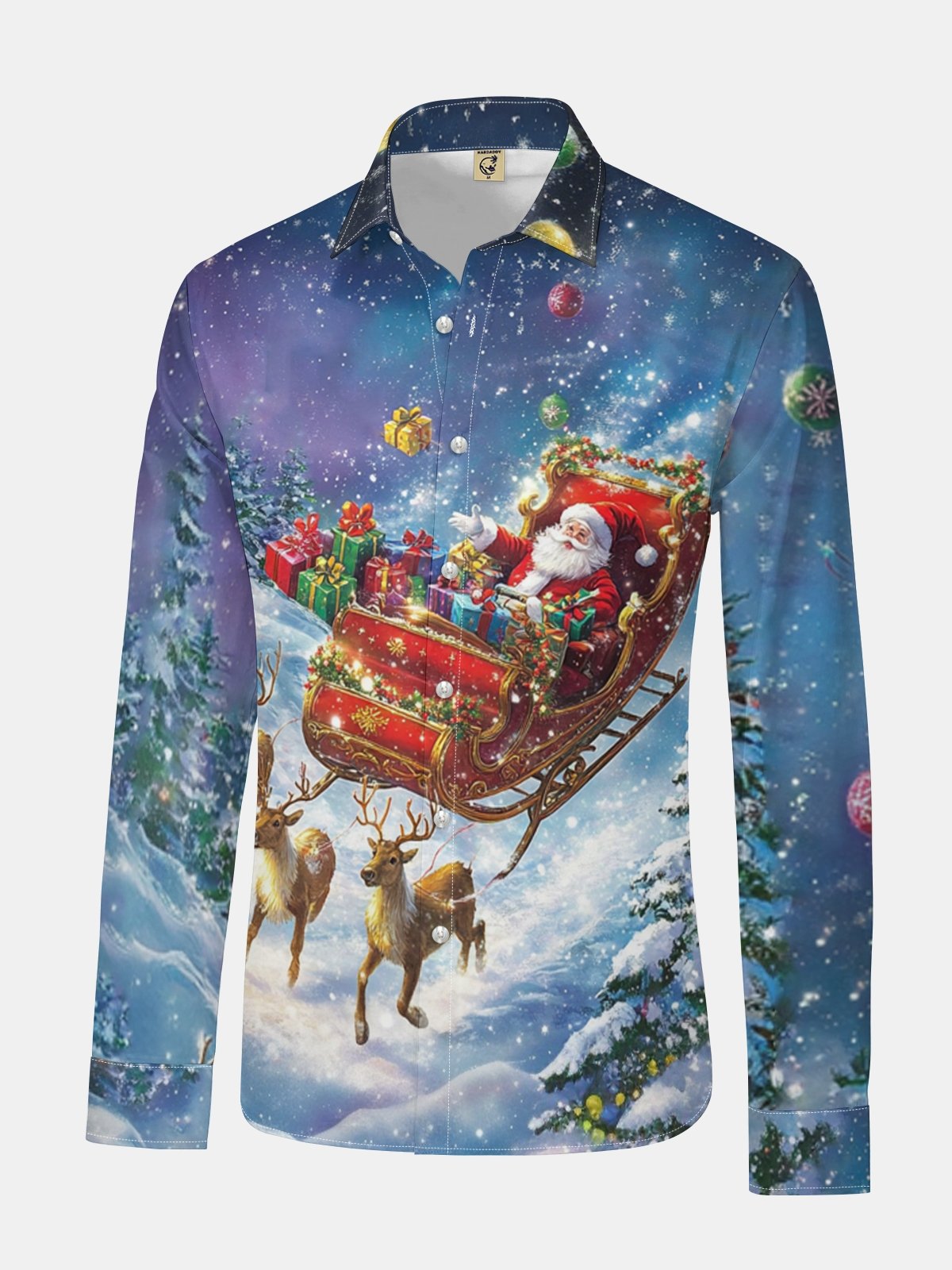 Christmas Santa Claus Long Sleeve Casual Dress Shirt