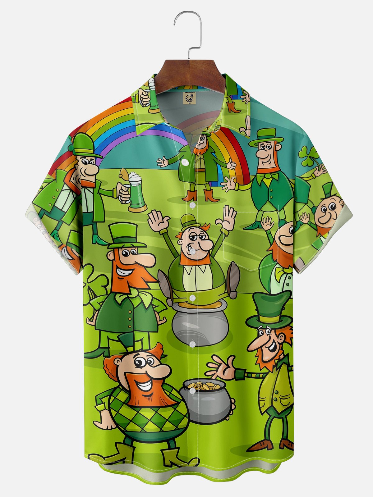 Moisture Wicking St. Patrick's Day Gnome Chest Pocket Casual Shirt