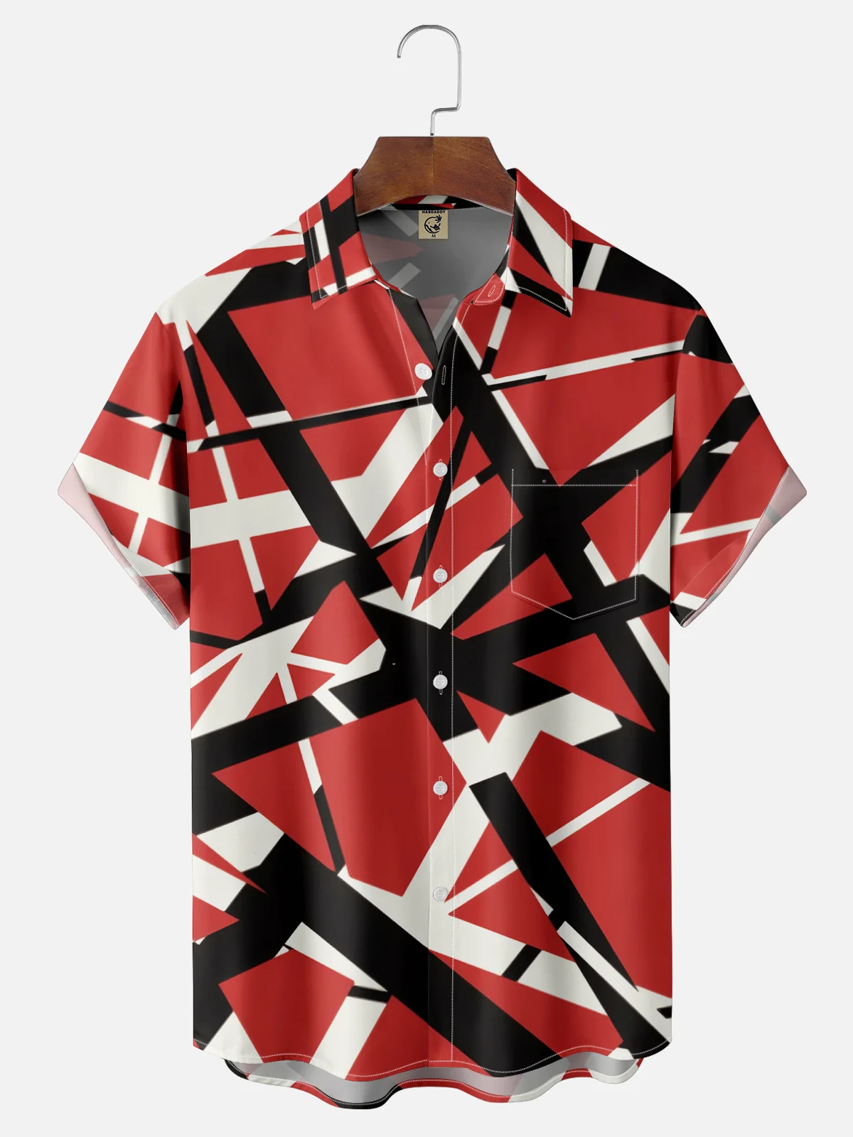 Moisture Wicking Abstract Geometric lines Chest Pocket Casual Shirt