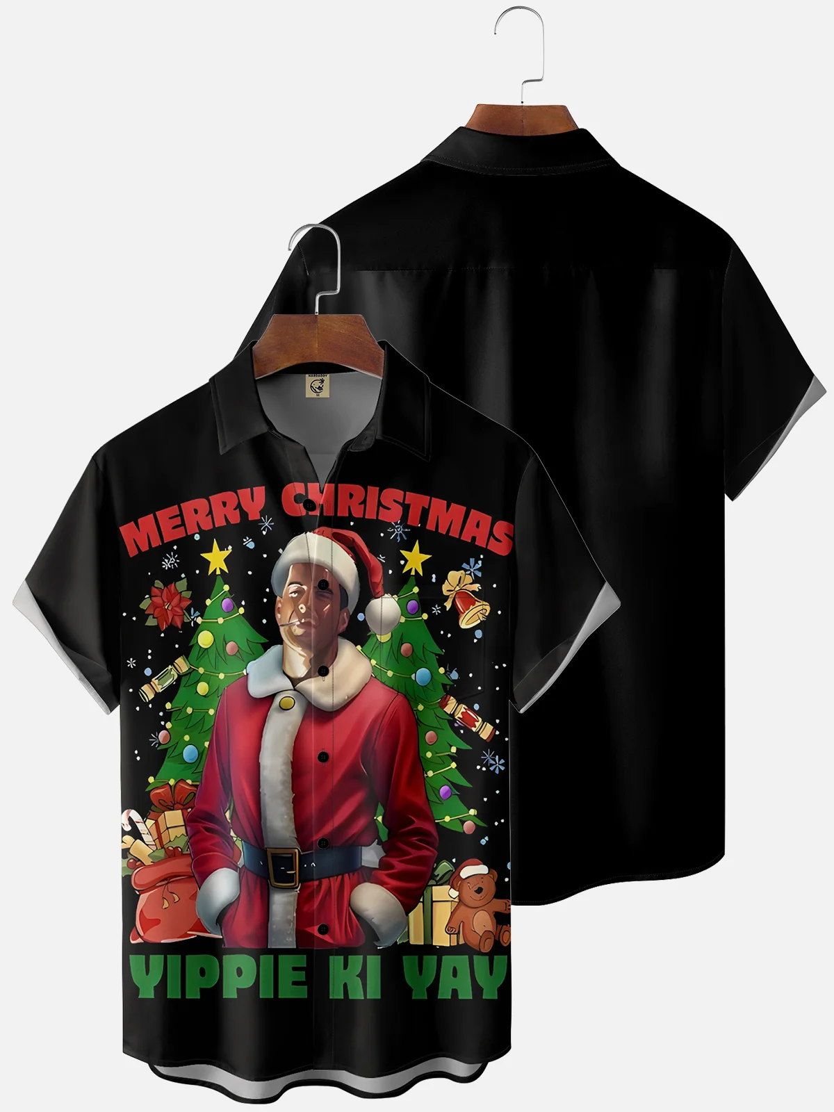 Moisture Wicking Christmas Die Hard Chest Pocket Casual Shirt