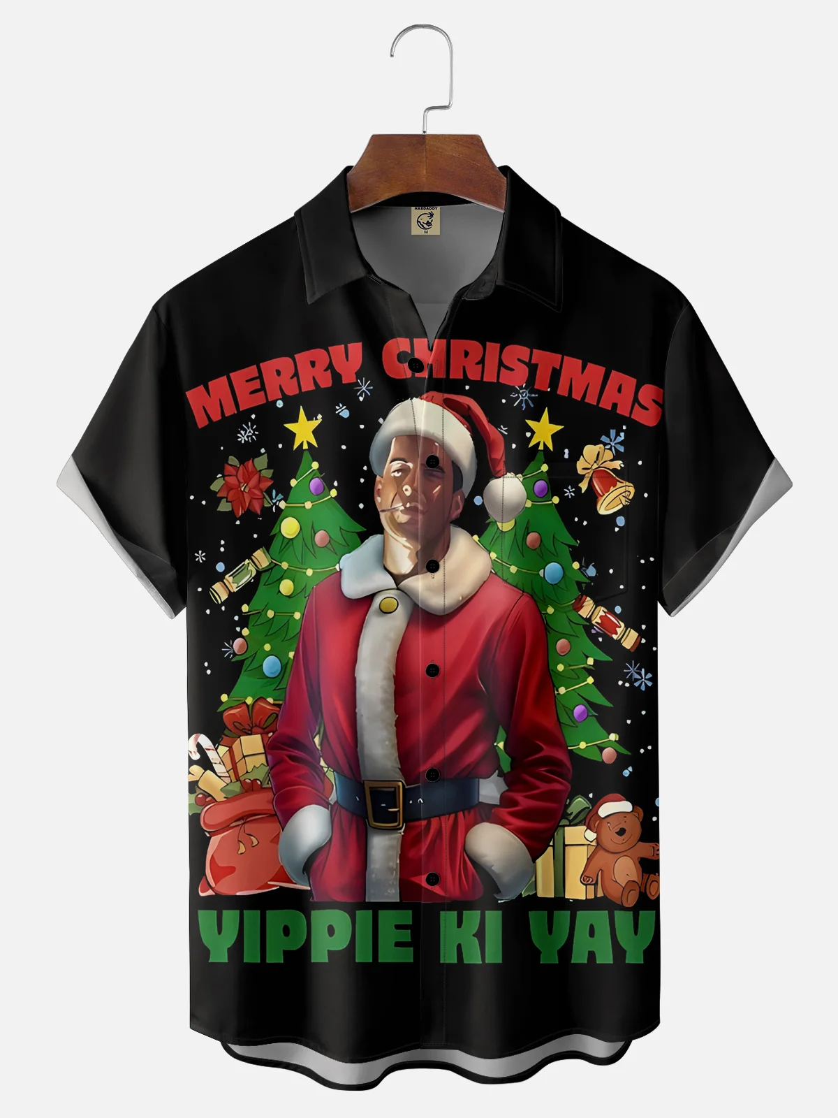 Moisture Wicking Christmas Die Hard Chest Pocket Casual Shirt