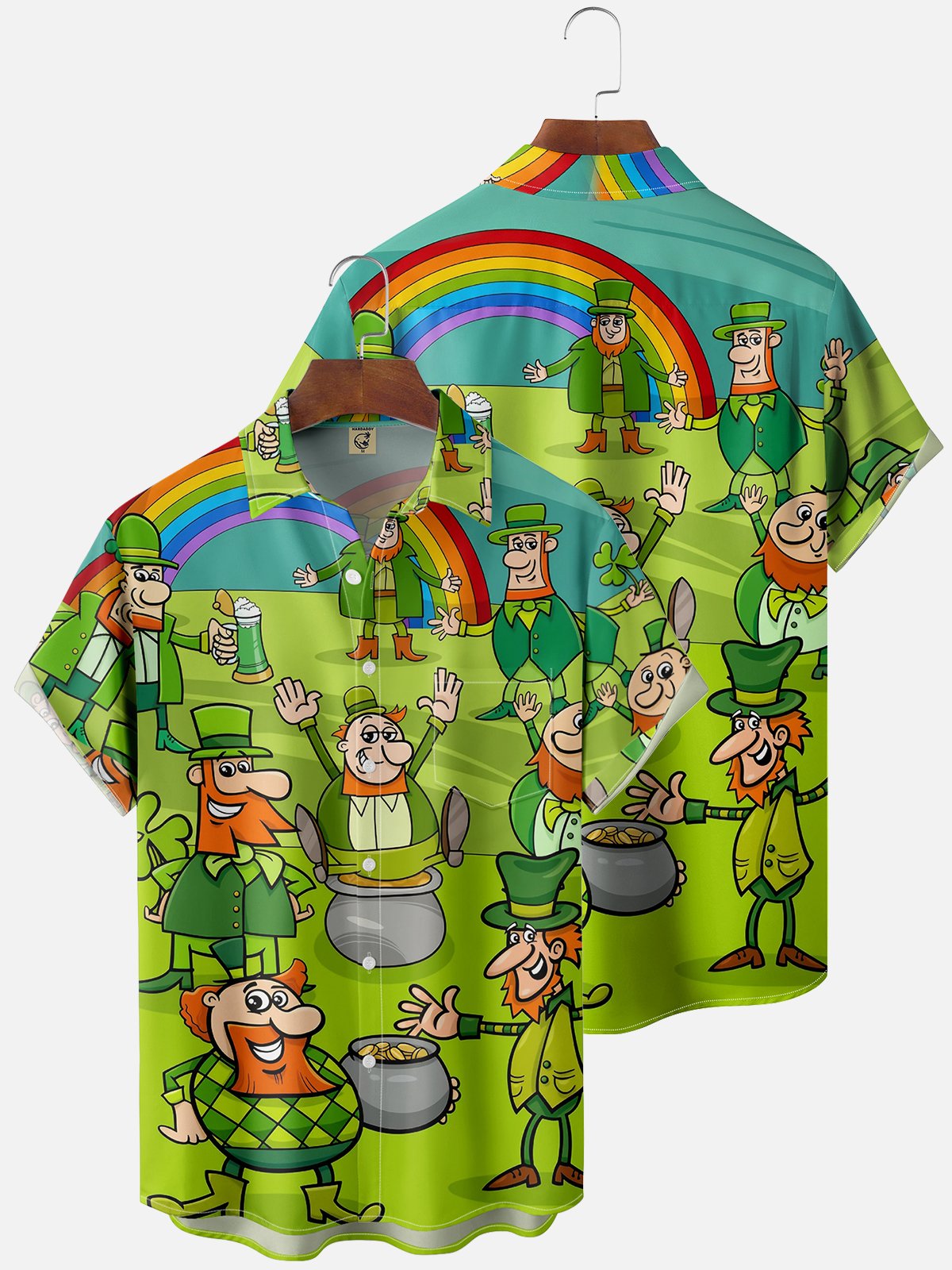 Moisture Wicking St. Patrick's Day Gnome Chest Pocket Casual Shirt