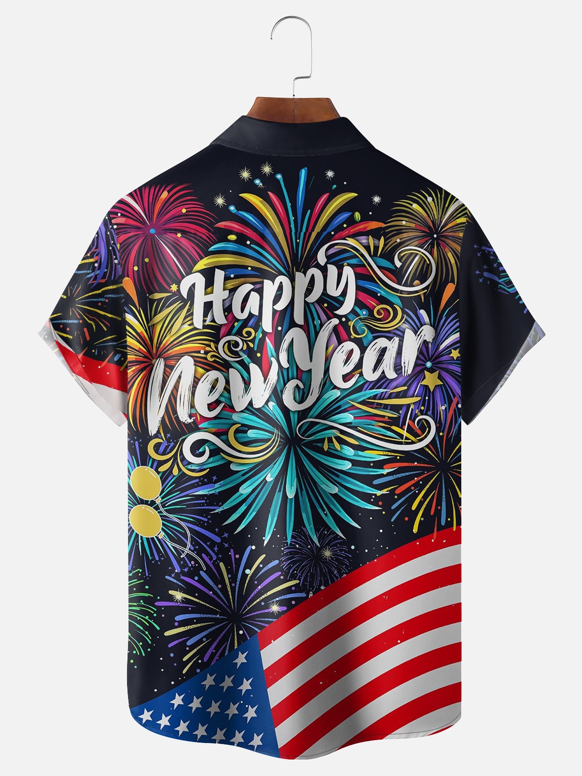 Moisture Wicking Happy New Year Chest Pocket Casual Shirt