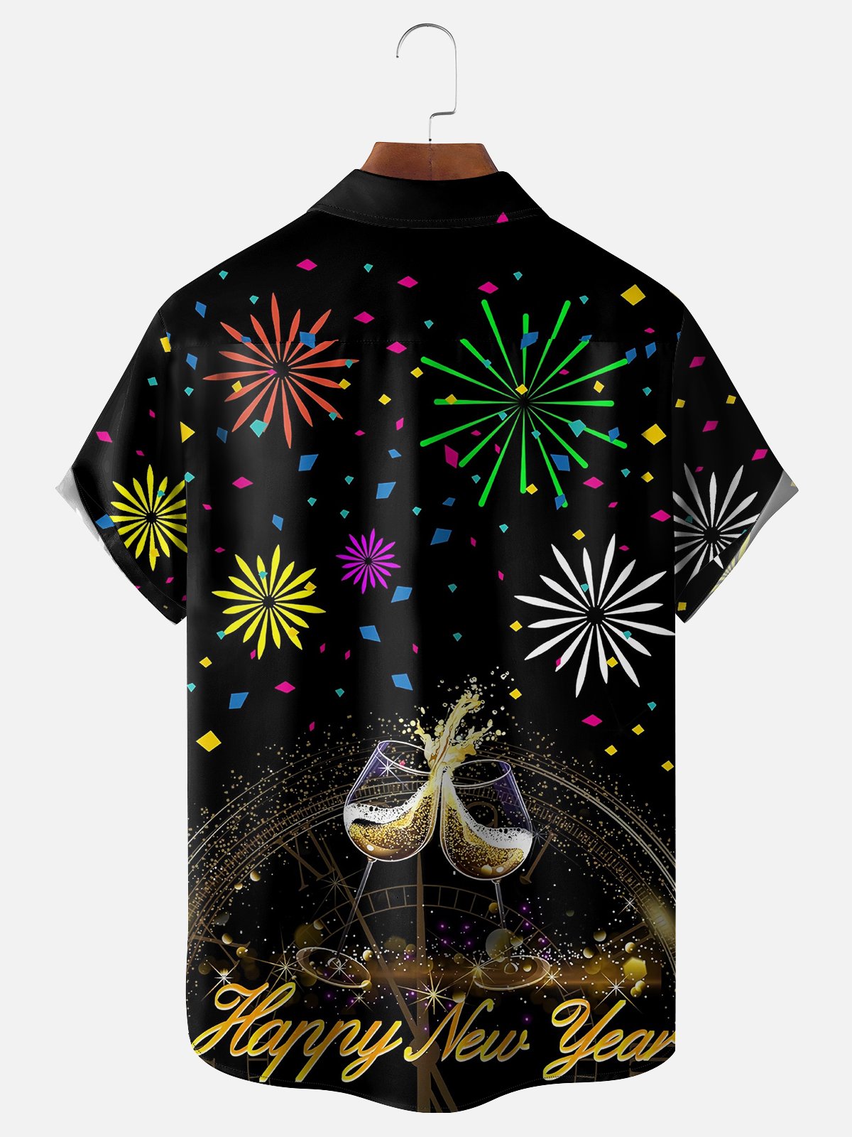 Moisture Wicking Happy New Year Chest Pocket Casual Shirt