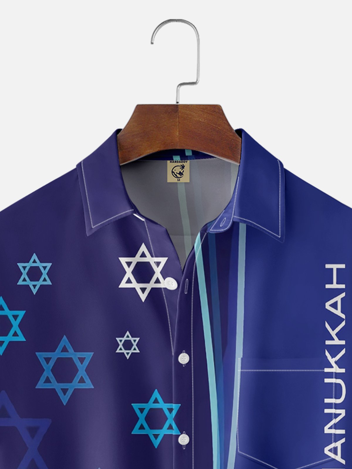 Moisture Wicking Hanukkah Chest Pocket Casual Shirt