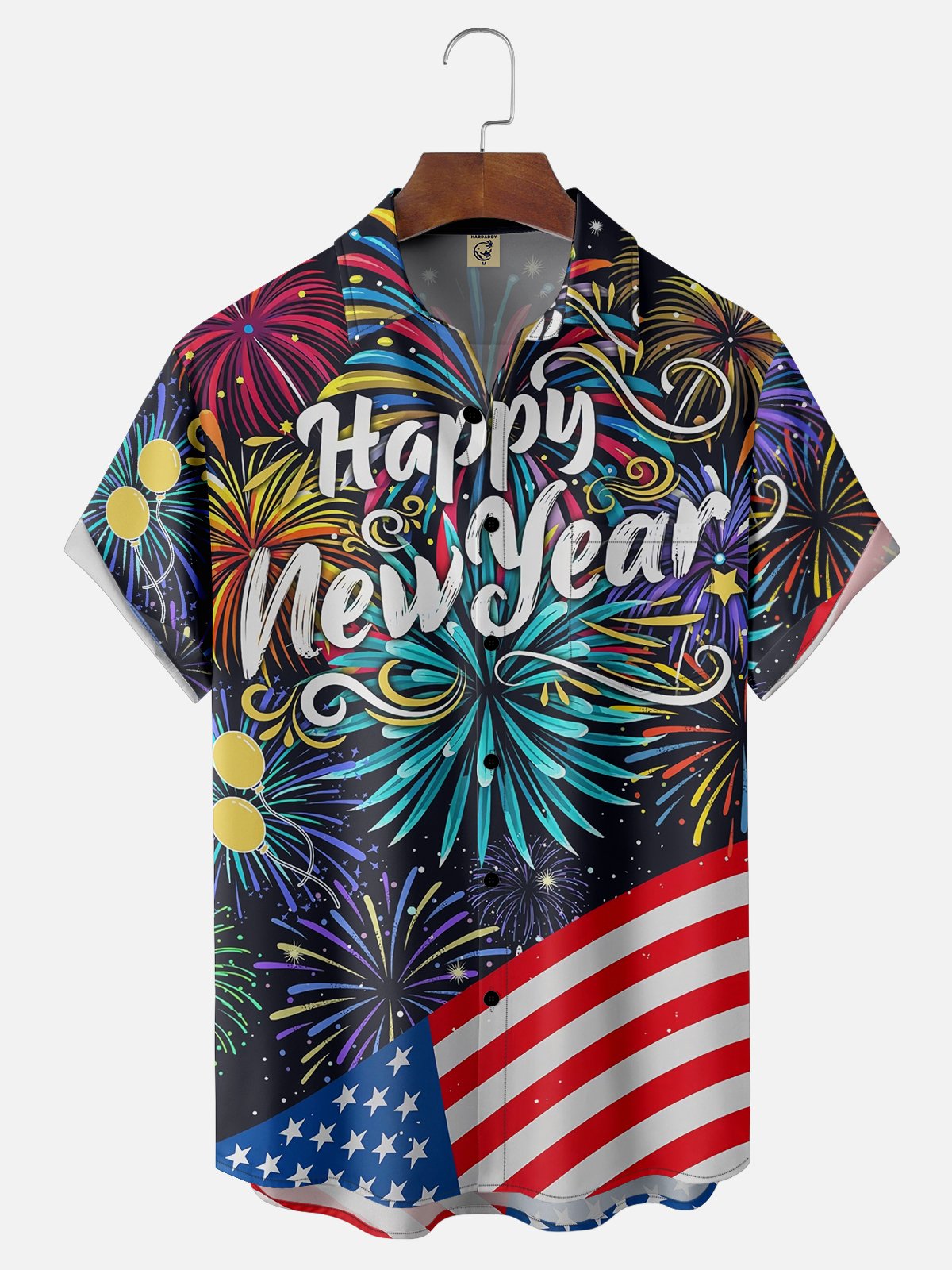 Moisture Wicking Happy New Year Chest Pocket Casual Shirt