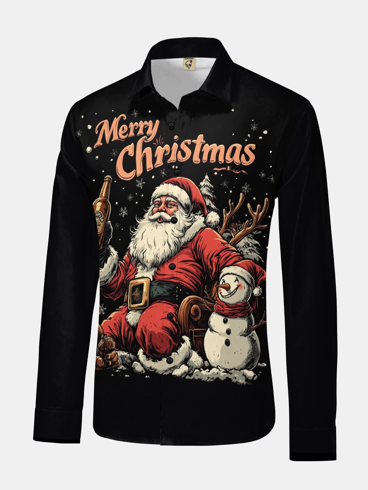 Christmas Santa Claus Long Sleeve Casual Dress Shirt