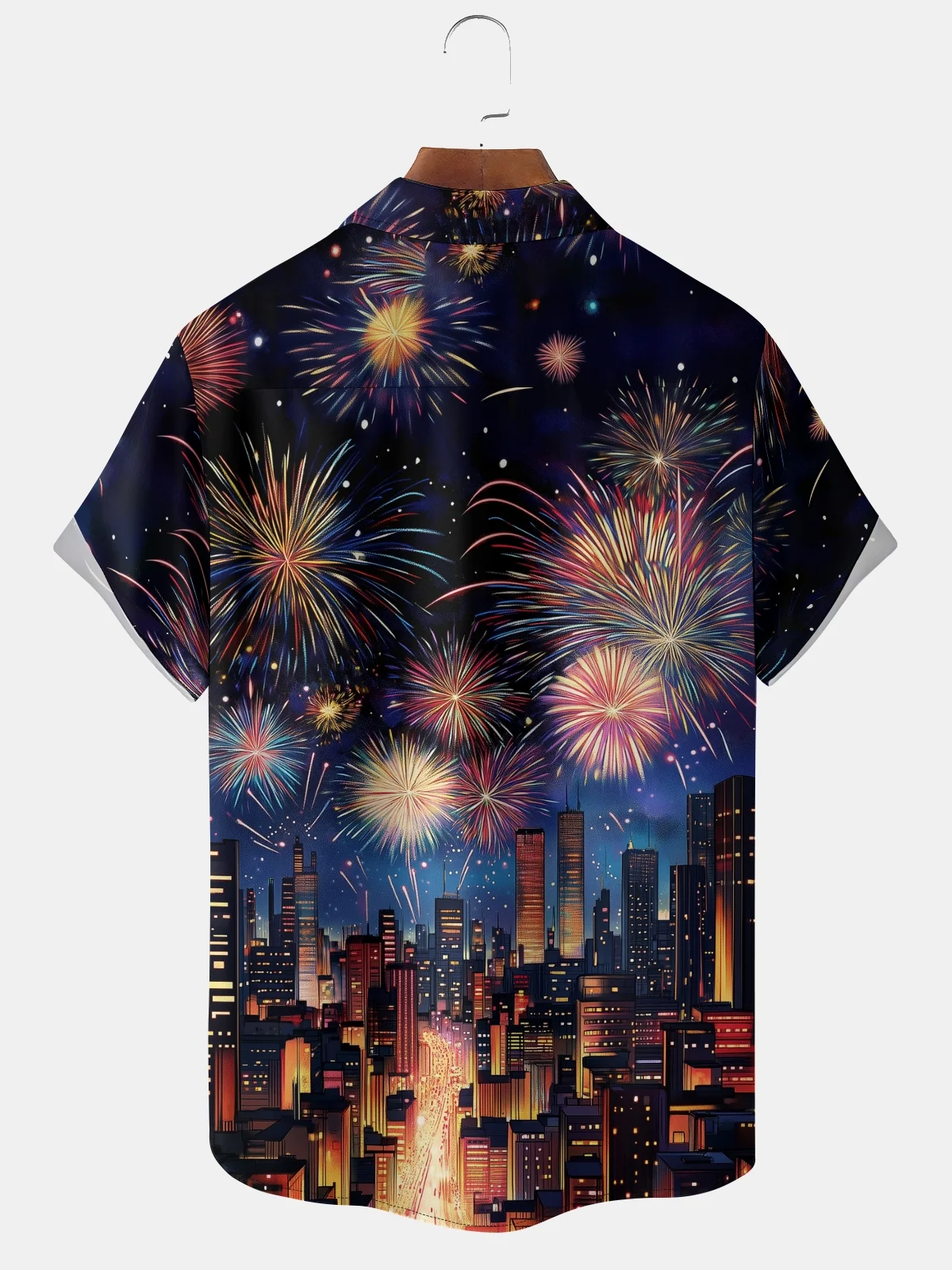 Moisture-wicking Happy New Year Chest Pocket Casual Shirt