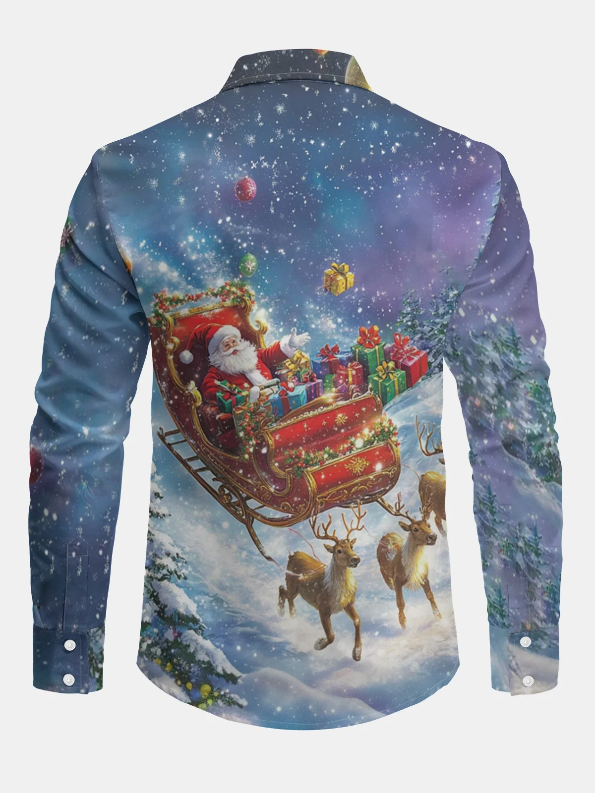 Christmas Santa Claus Long Sleeve Casual Dress Shirt