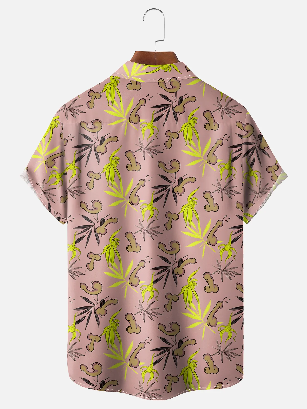 Moisture Wicking Ugly Hawaii Plants Chest Pocket Casual Shirts