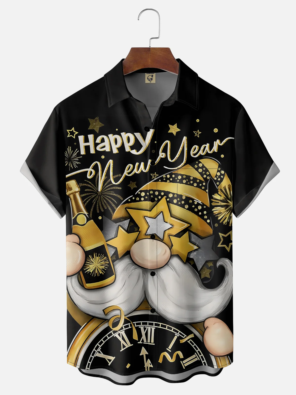 Moisture Wicking Happy New Year Gnome Chest Pocket Casual Shirt